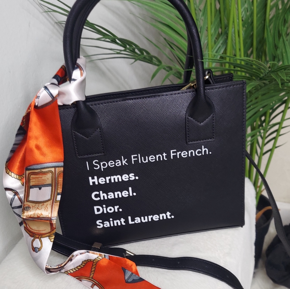 I Speak Fluent French crossbody tote